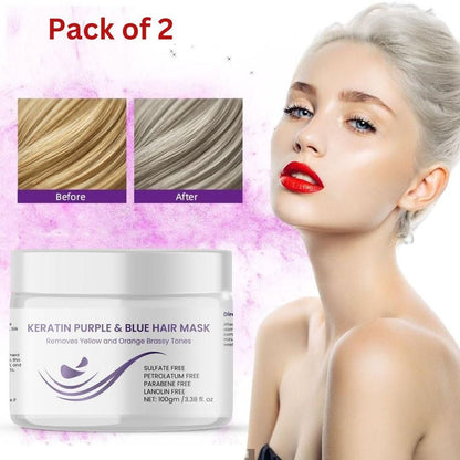 Korean Keratin Purple and Blue Hair Mask  (Pack of 2)